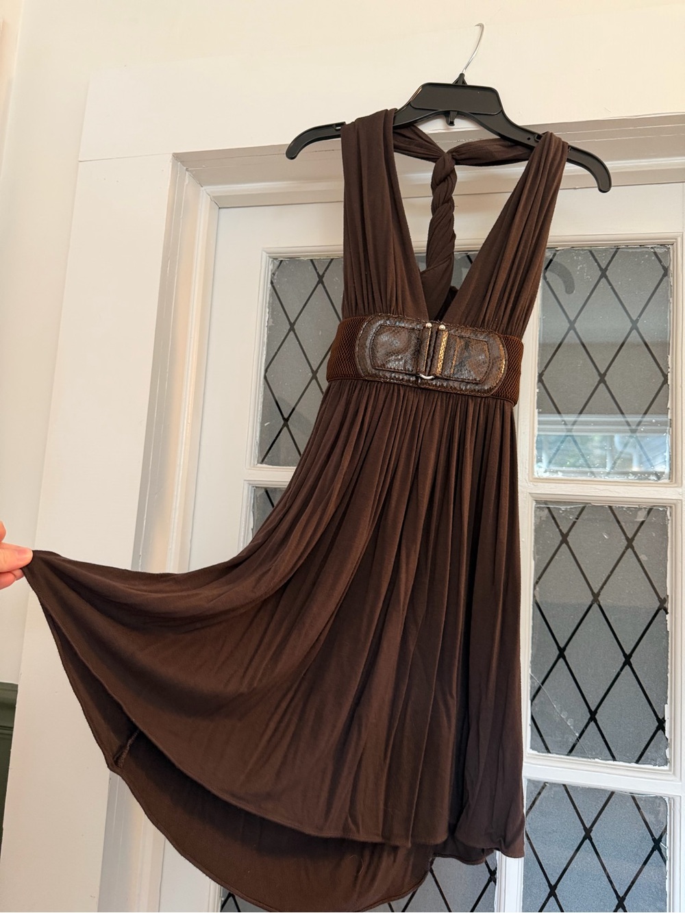 2000s Y2K brown mini dress